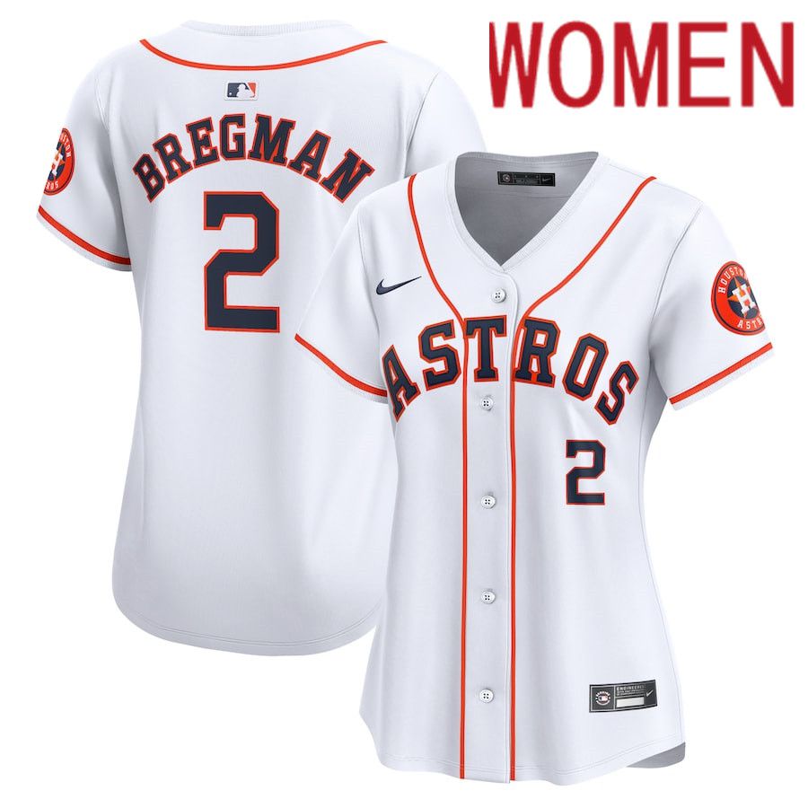 Women Houston Astros #2 Alex Bregman Nike White Home Limited Player MLB Jersey